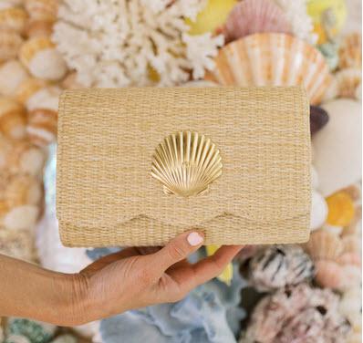 Lisi Lerch Ruby Scalloped Clutch wtih Motif  Apparel & Accessories > Handbags > Clutches & Special Occasion Bags