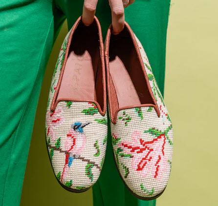 By Paige Needlepoint Hummingbird and Flower Loafers  Apparel & Accessories > Shoes > Loafers