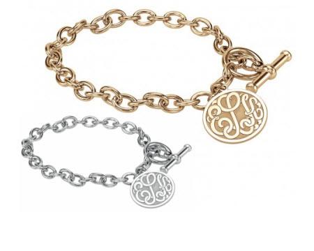 Monogrammed Toggle Bracelet With 20mm Disc  Apparel & Accessories > Jewelry > Bracelets